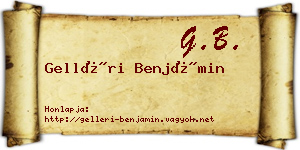 Gelléri Benjámin névjegykártya